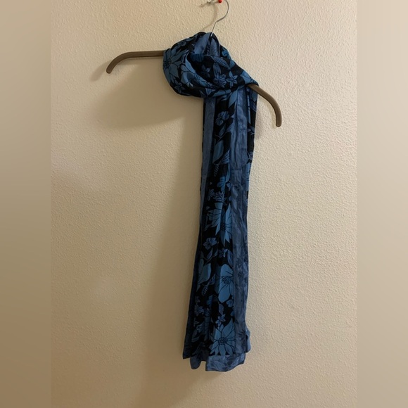 Kavita Blue Floral Scarf Tapestry Edging Head Scarf-Purse Twilly Tie Scarf - Picture 2 of 9